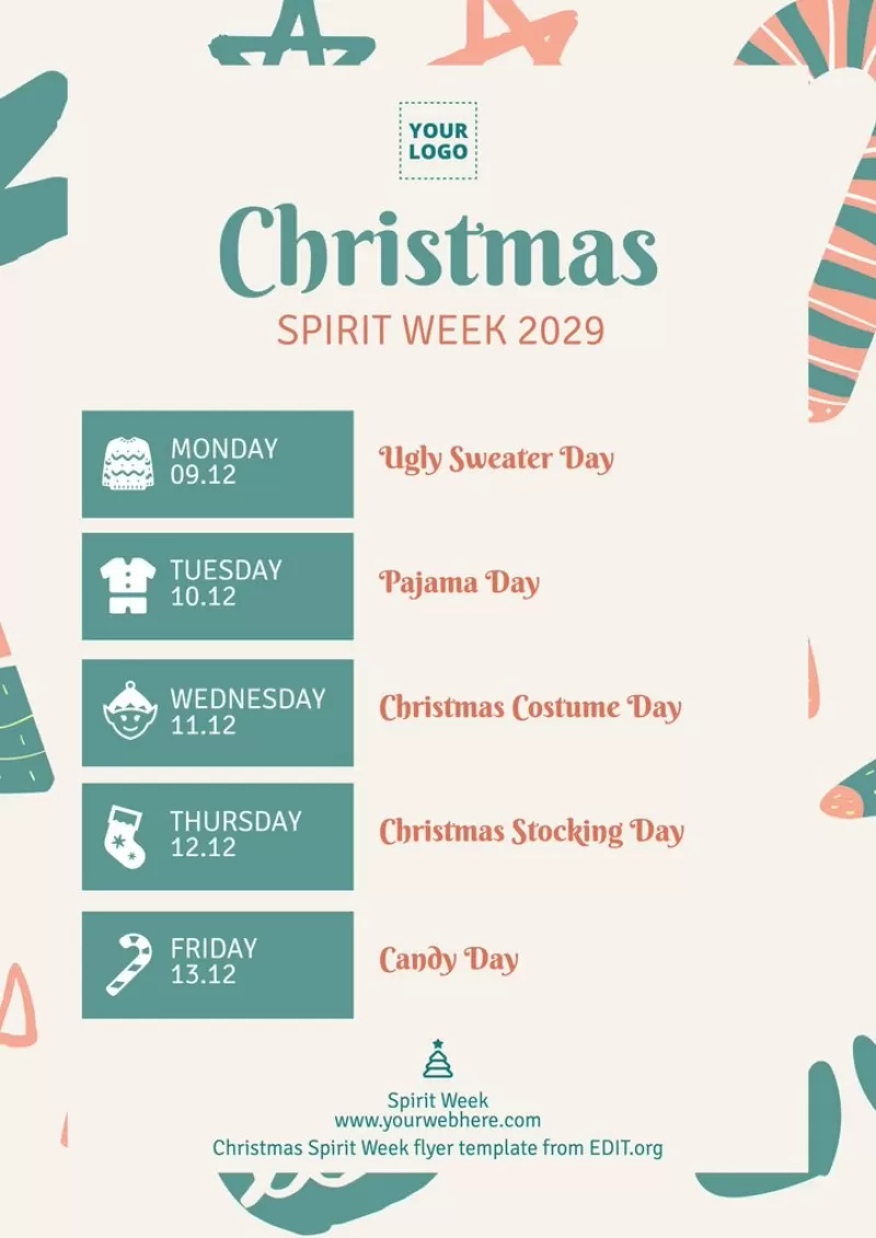 Customizable poster for Christmas Spirit Week