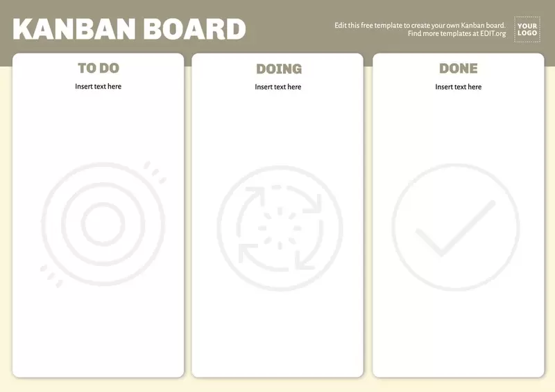 Vorlage Kanban-Board zum online Bearbeiten, kostenlosem Herunterladen und Ausdrucken