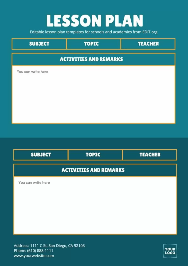 Elementary lesson plan templates for schools