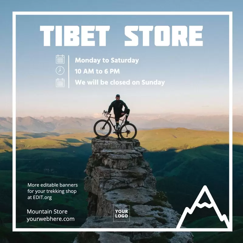 Opening hours poster for mountain store