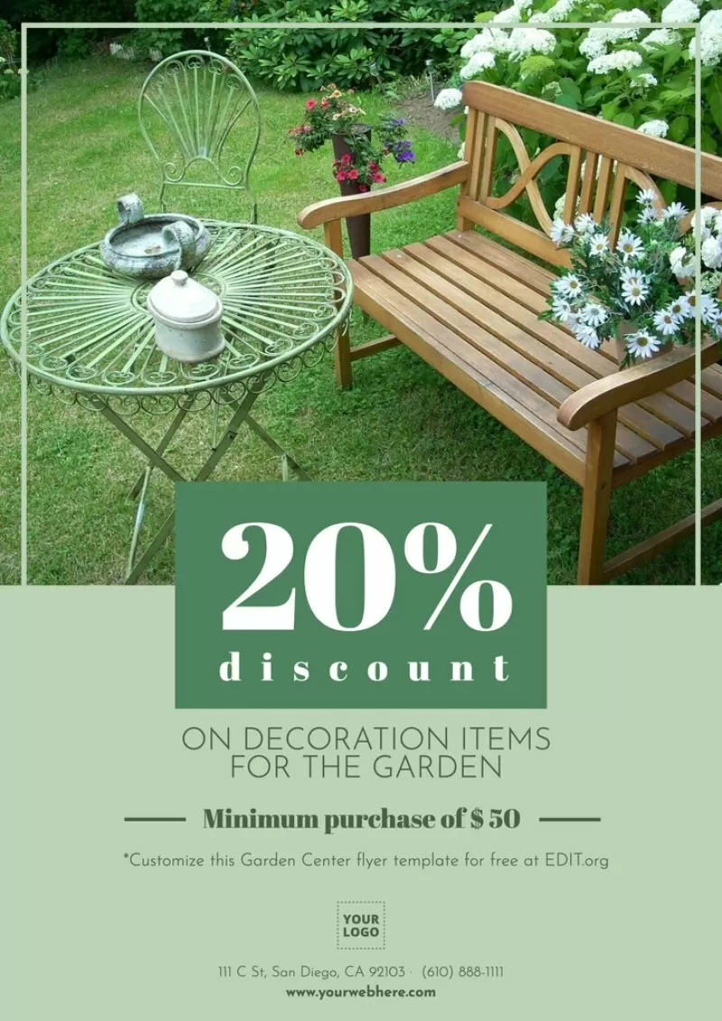 Garden center flyer template to promote discounts