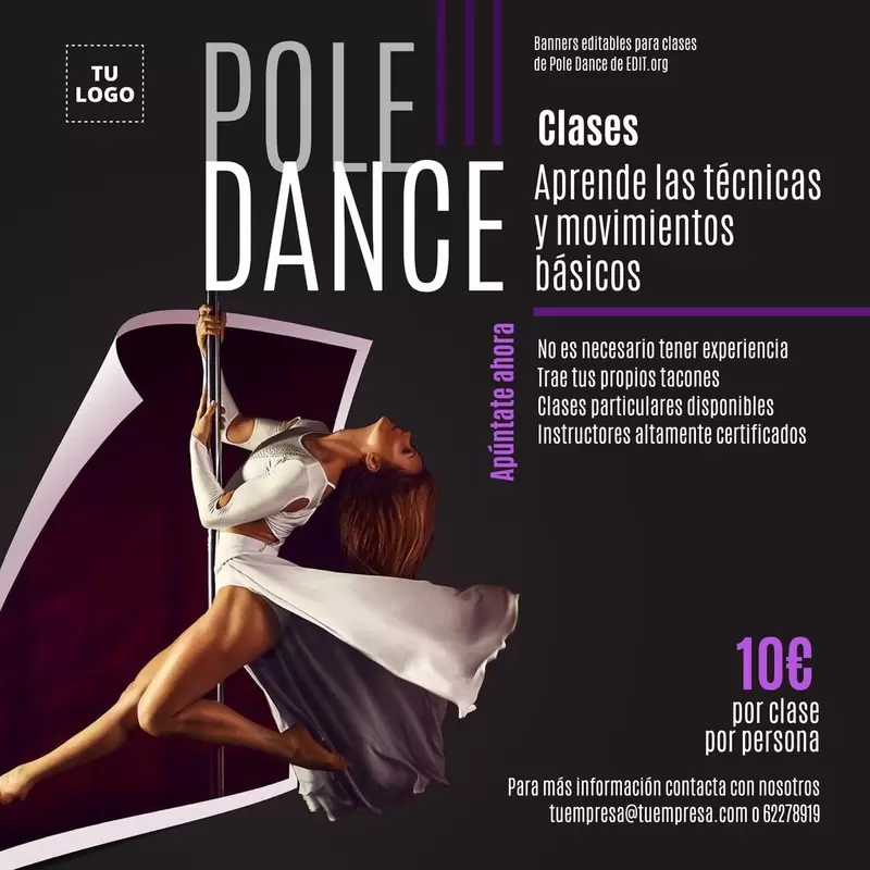 Diseños para clases de Pole Dance editables