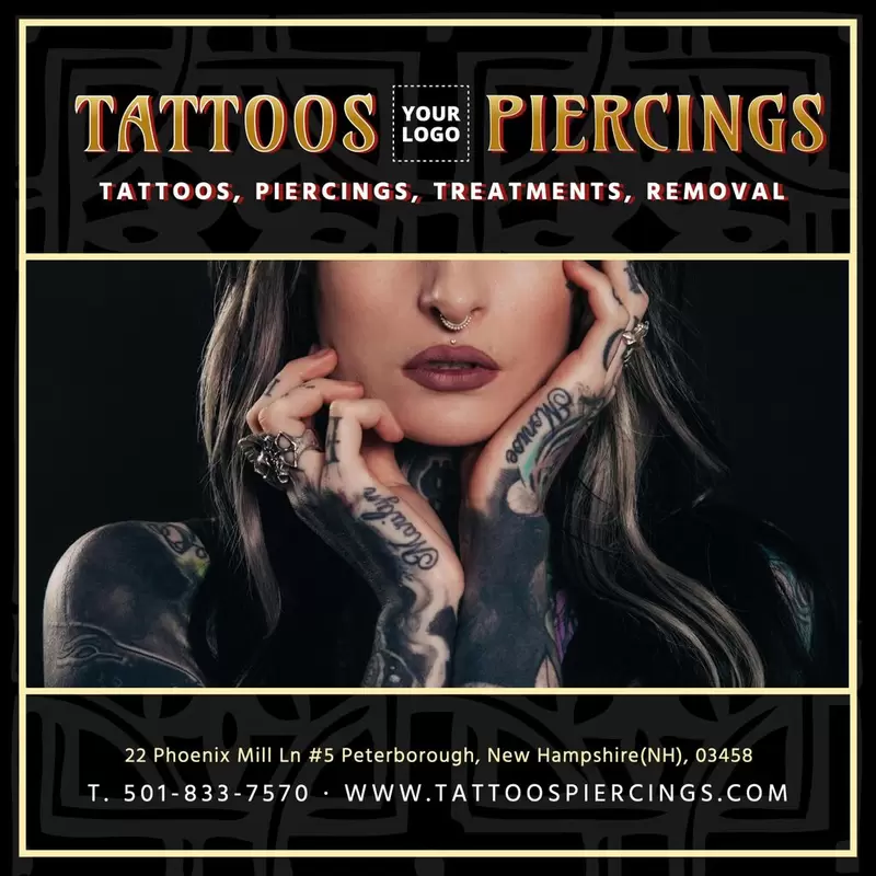 Presentation template for tattoo and piercing studio, editable and customizable