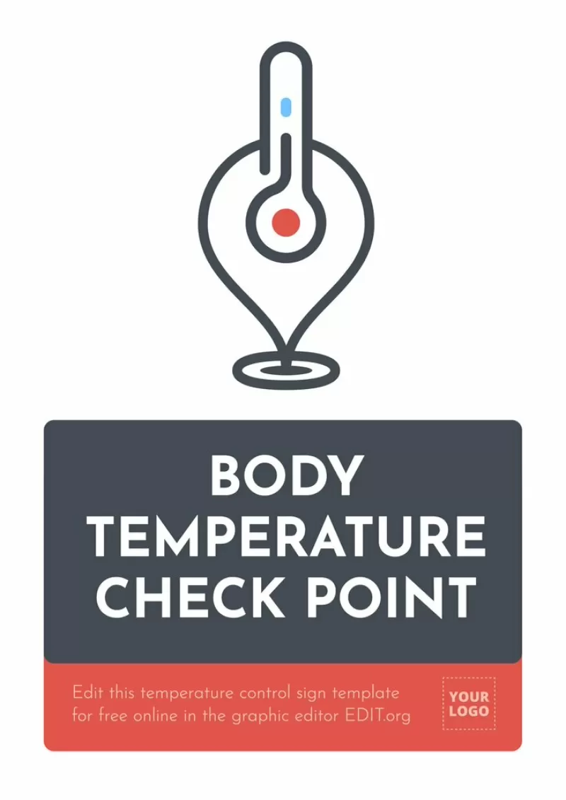 Schild zur Temperaturüberprüfung zum online Bearbeiten