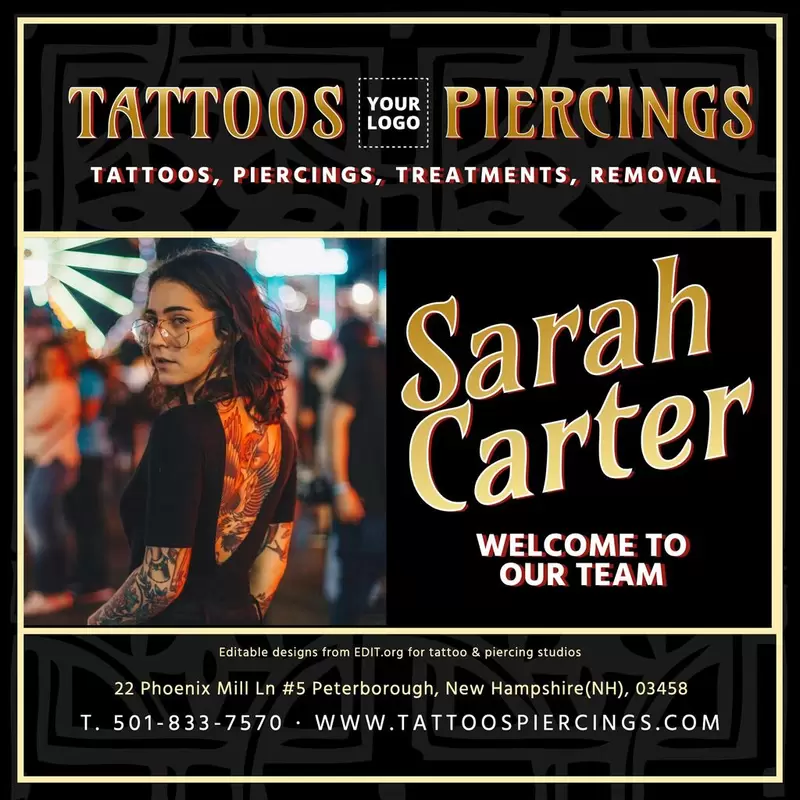 Editable tattoo and piercing studio banner template