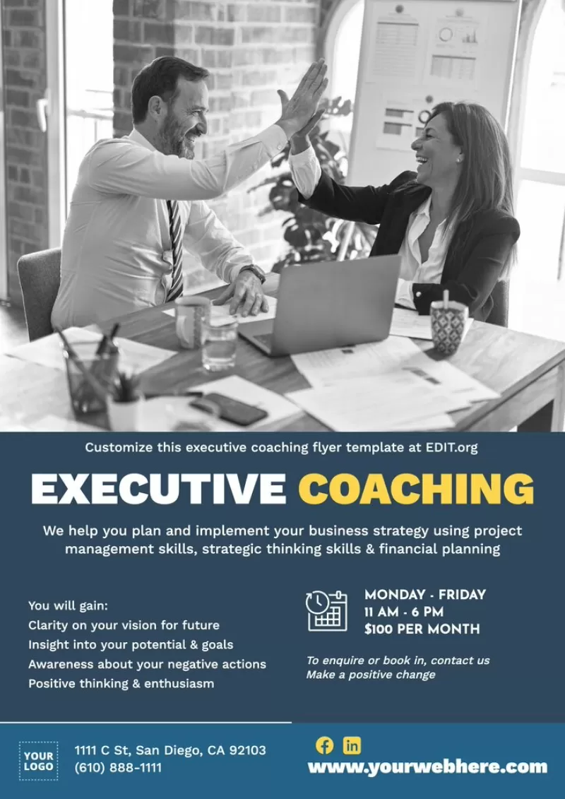 Editable designs for executive coaching service