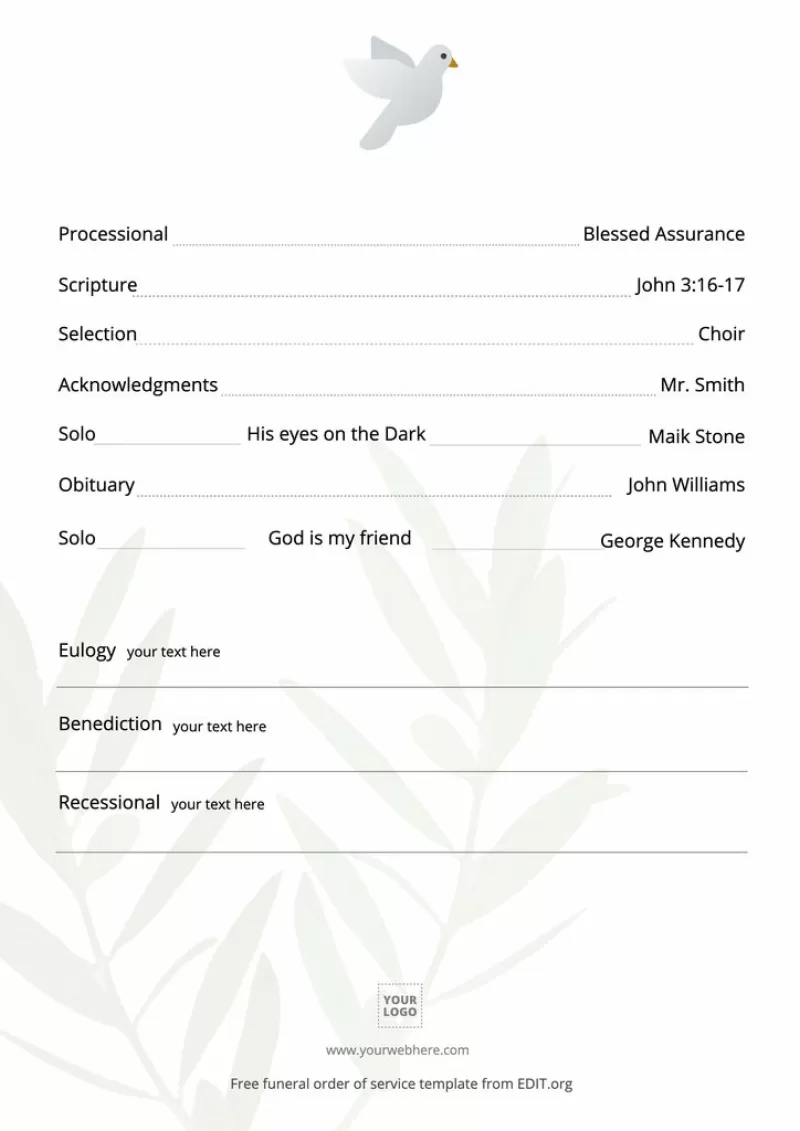 Editable funeral program template