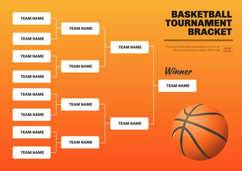 Basketball 16 teams tournament bracket to edit online for free