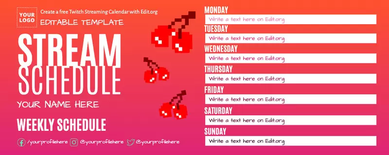 Free twitch schedule template to customize online