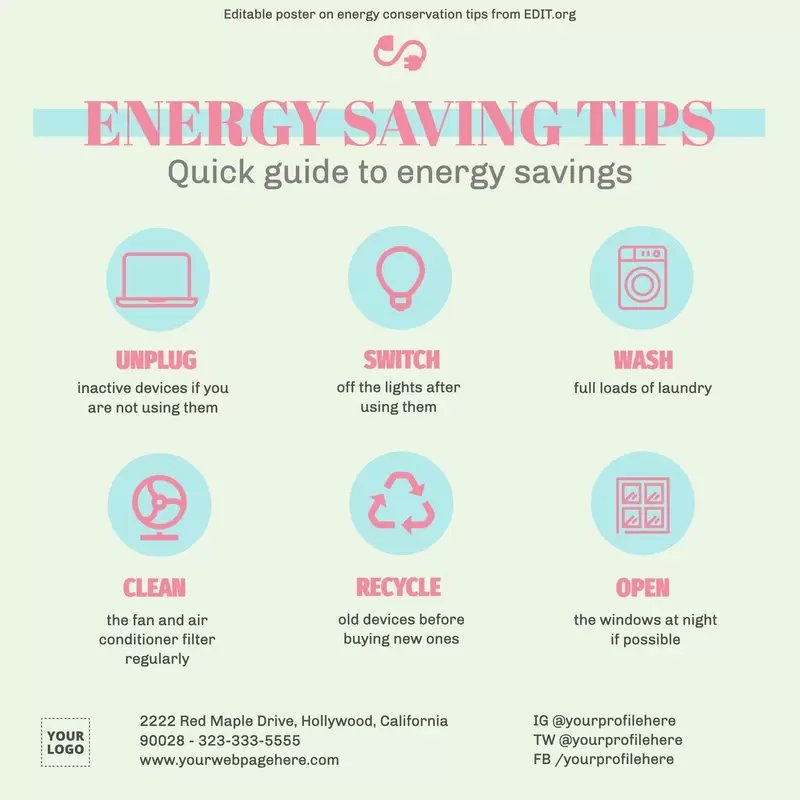 Free banner with energy saving tips