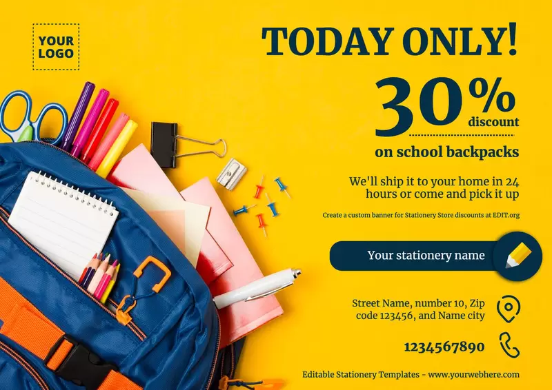 Create stationery banners for discounts and promotions