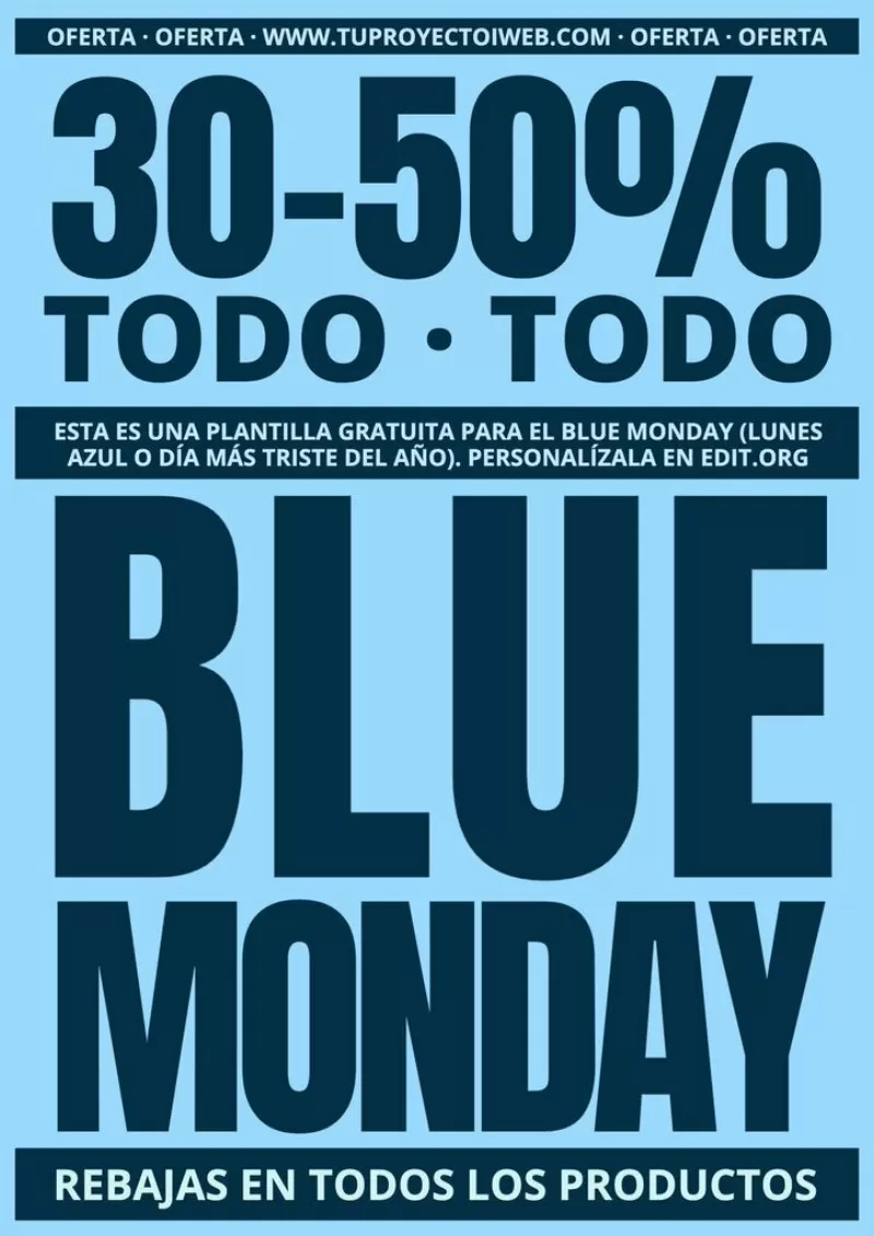 Blue Monday imagen editable para descuentos