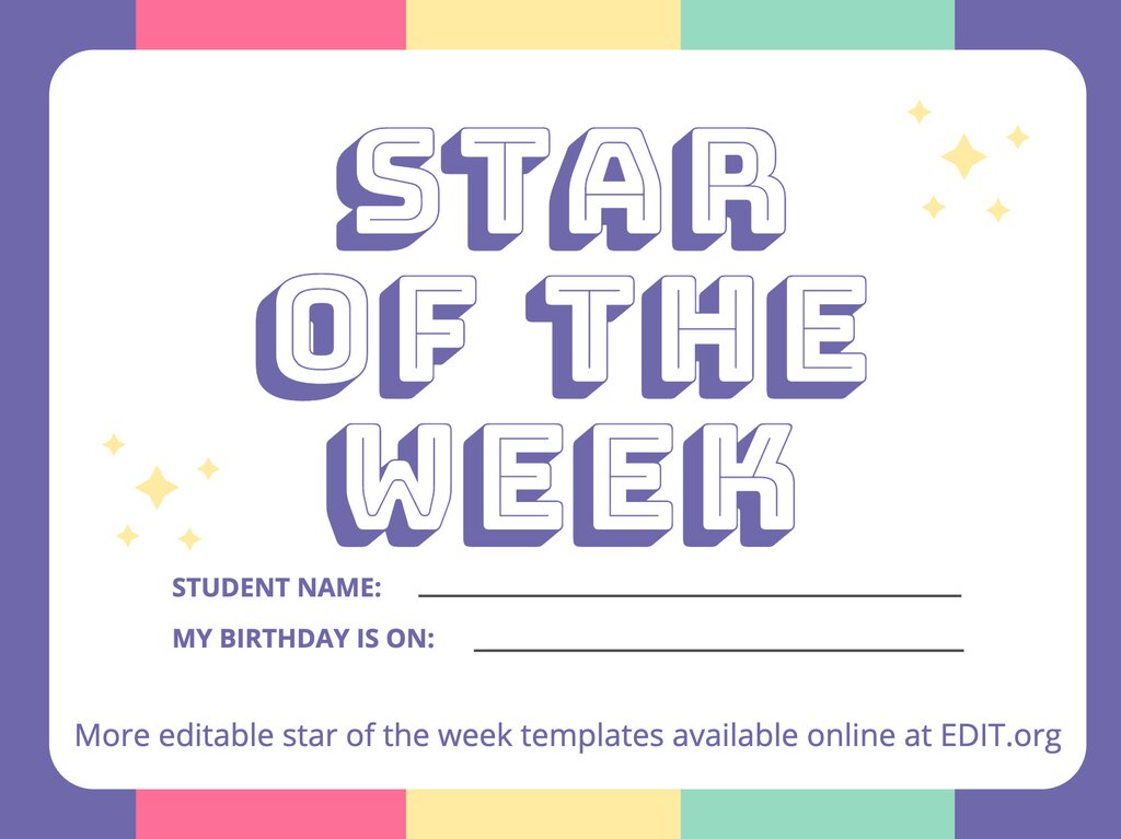 student of the week poster template