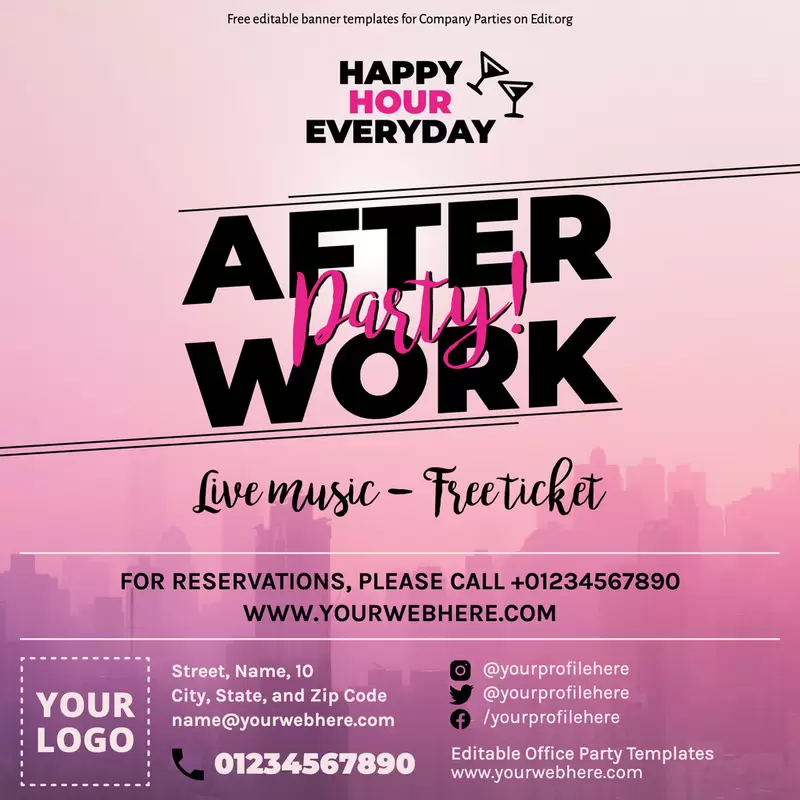 After work staff party poster template to customize online