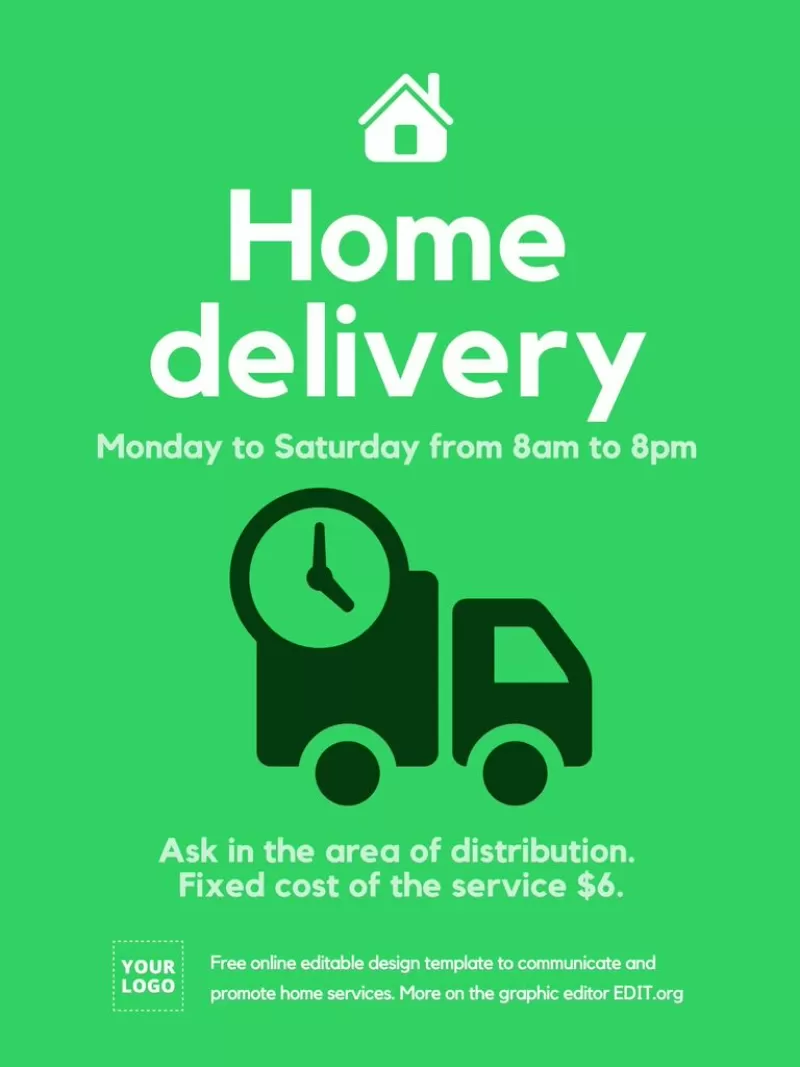 Poster für Hauslieferungen kostenlos online bearbeiten