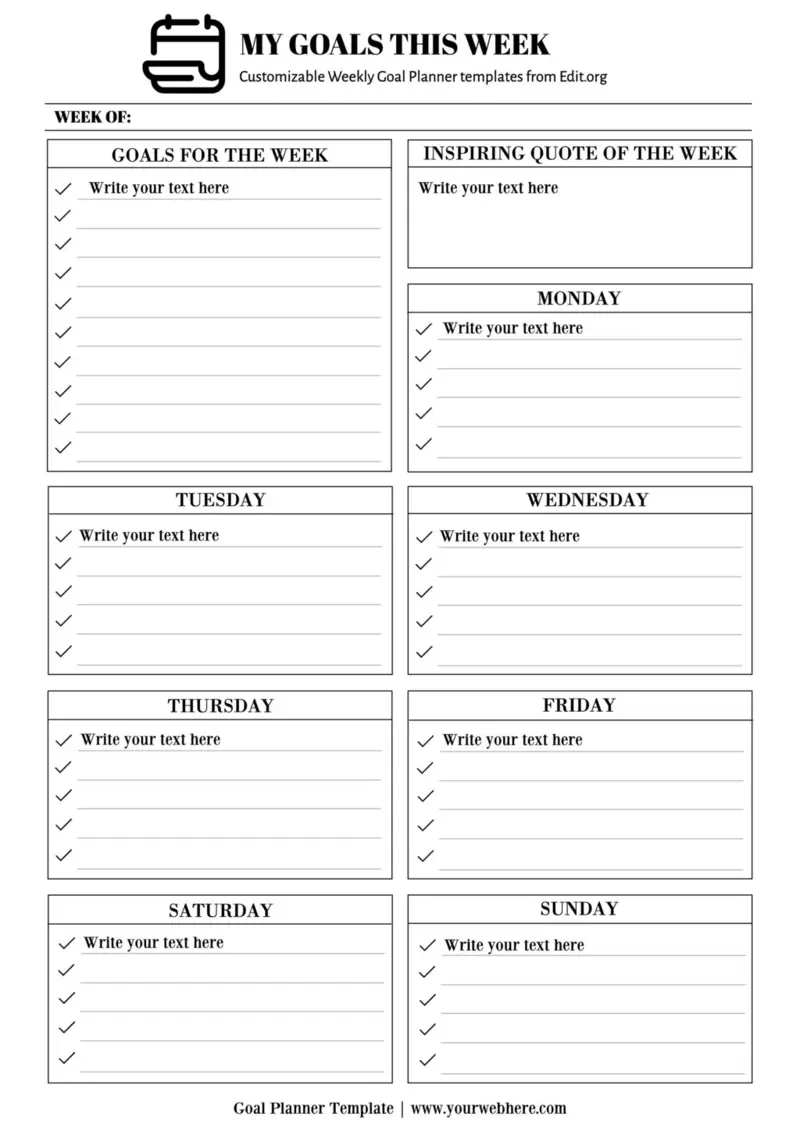 Free and customizable weekly planner templates