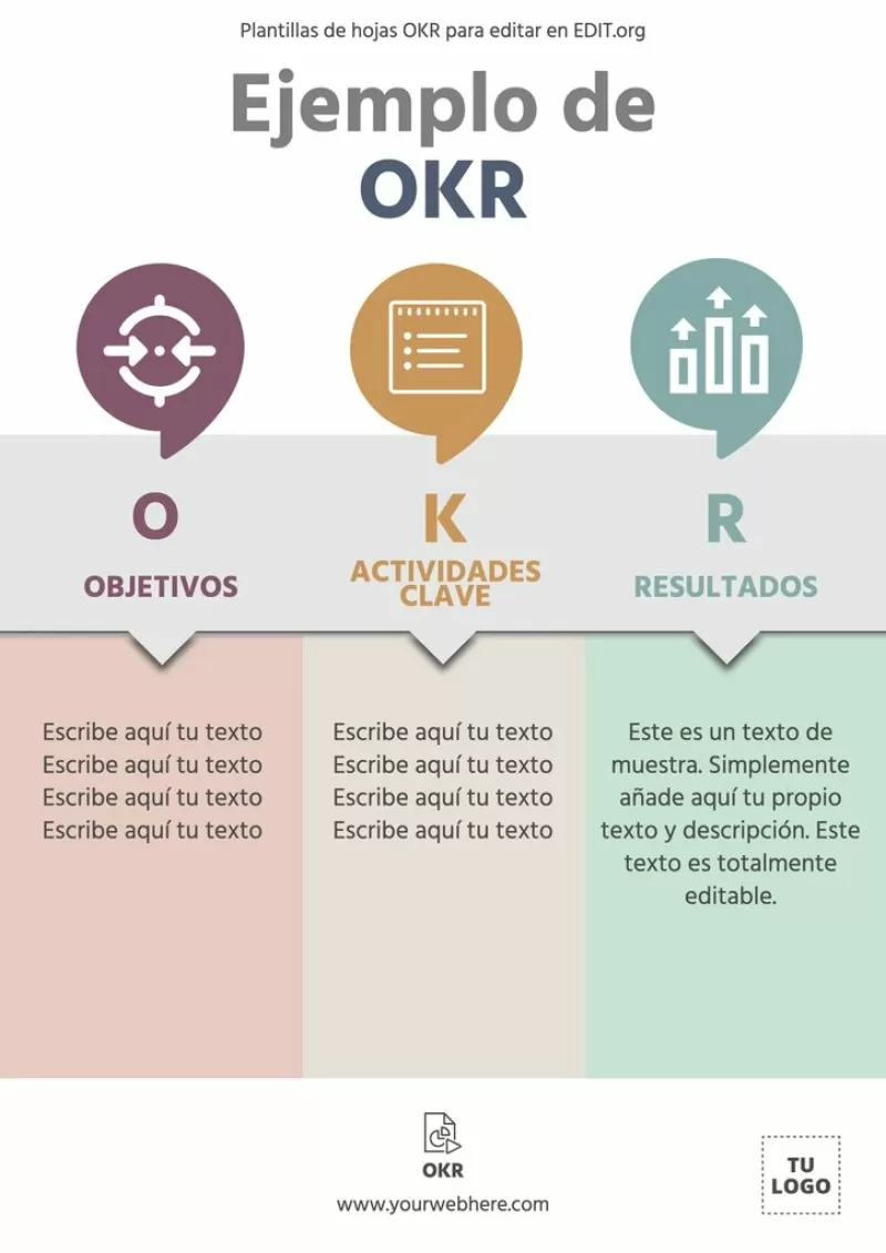 Diseños de hojas OKR para editar
