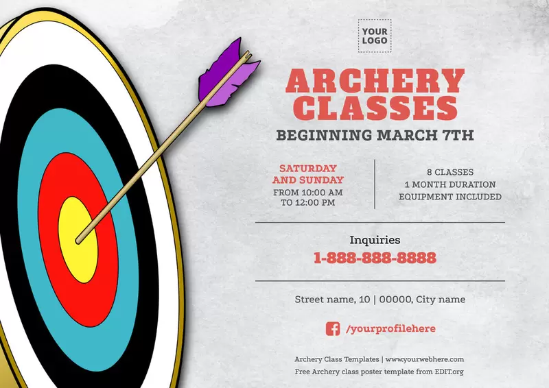 Customizable Archery lessons poster templates