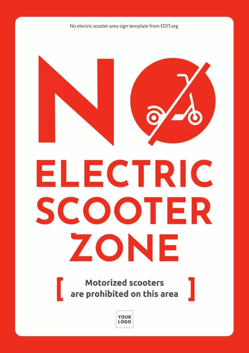 Kostenloses und bearbeitbares Schild für Elektroroller