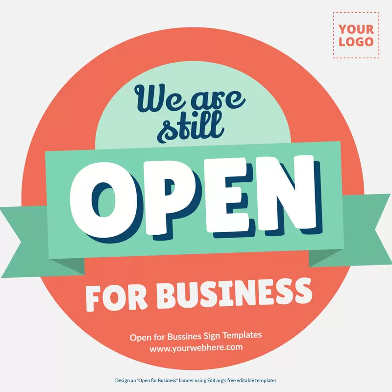 Customizable Open for Business banner online for your store
