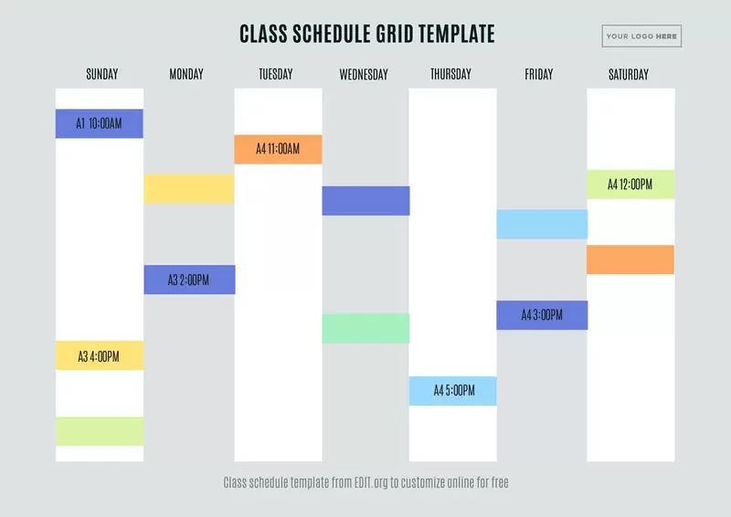 Class schedule template online for schools and colleges