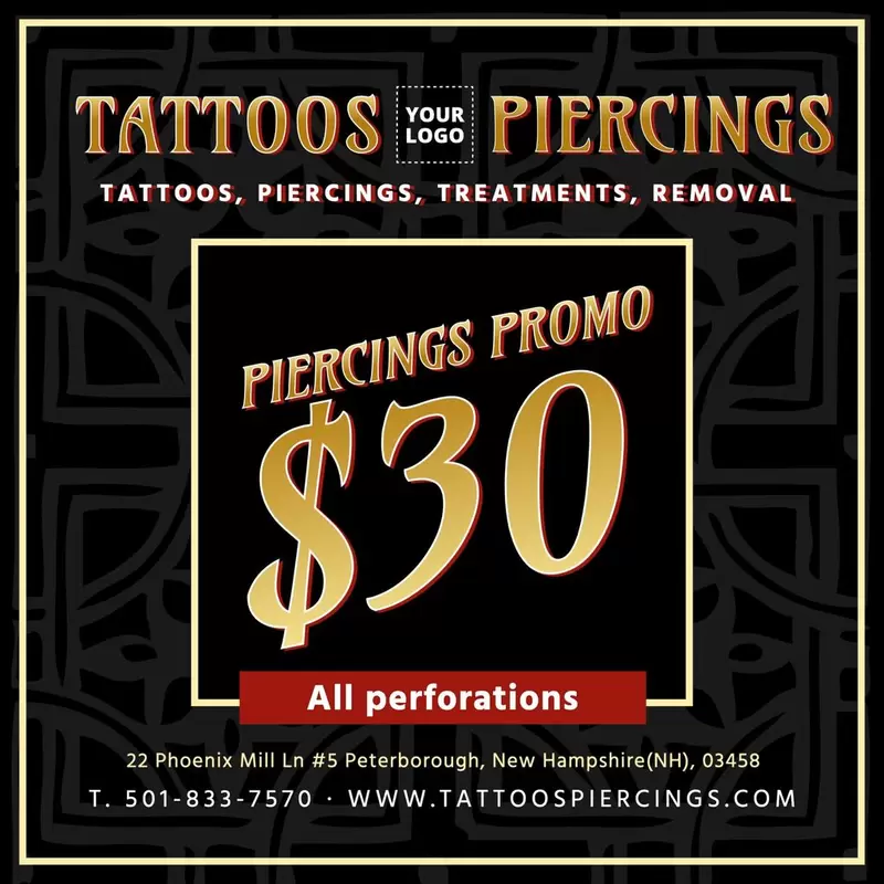 Editable template to promote prices in a tattoo and piercing studio