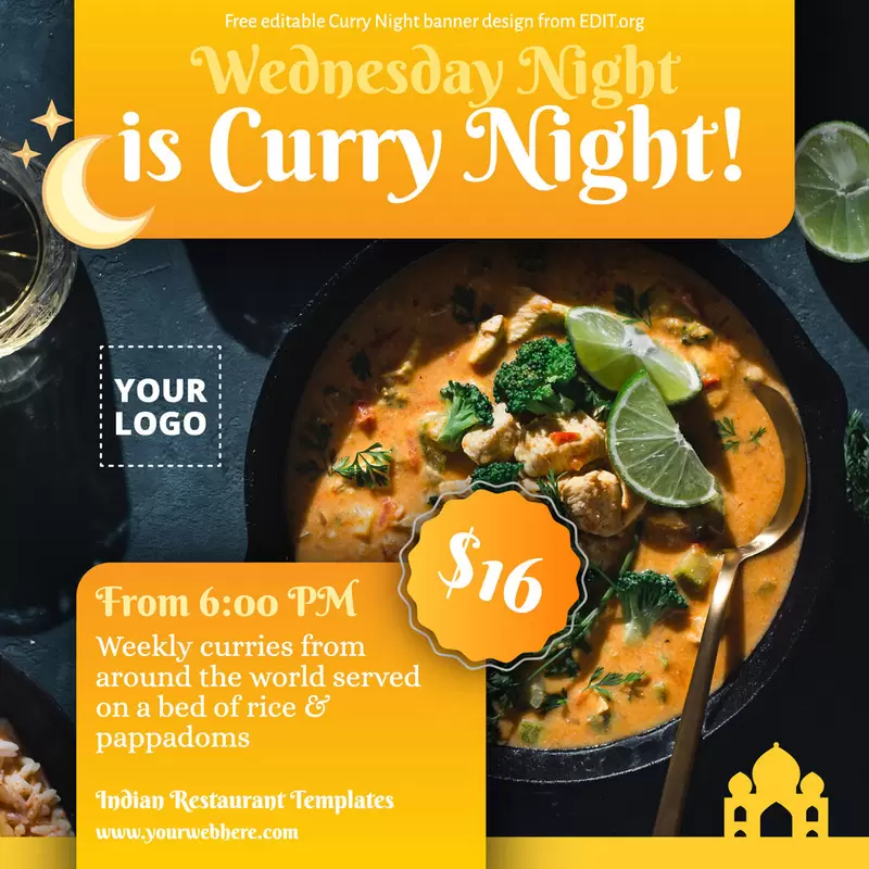 Customizable Curry Night banners for free