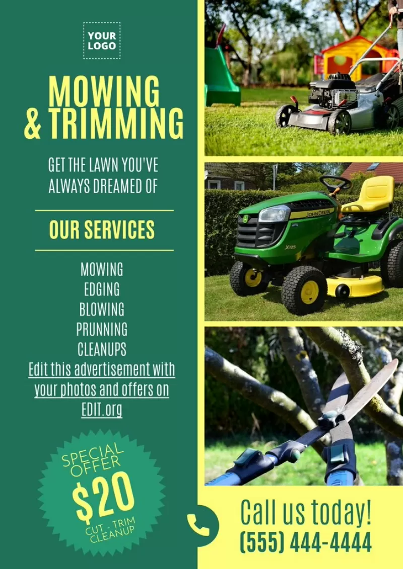Edit this template and advertise your lawn mowing business