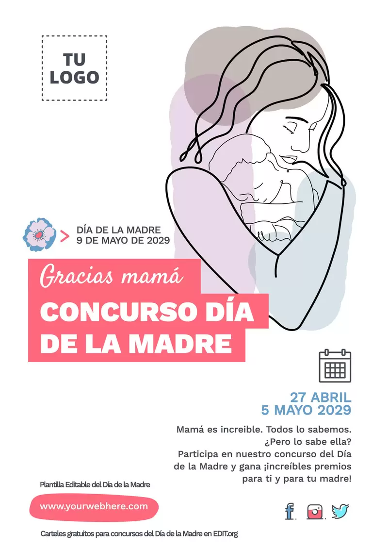 Carteles editables para concursos del Día de la Madre