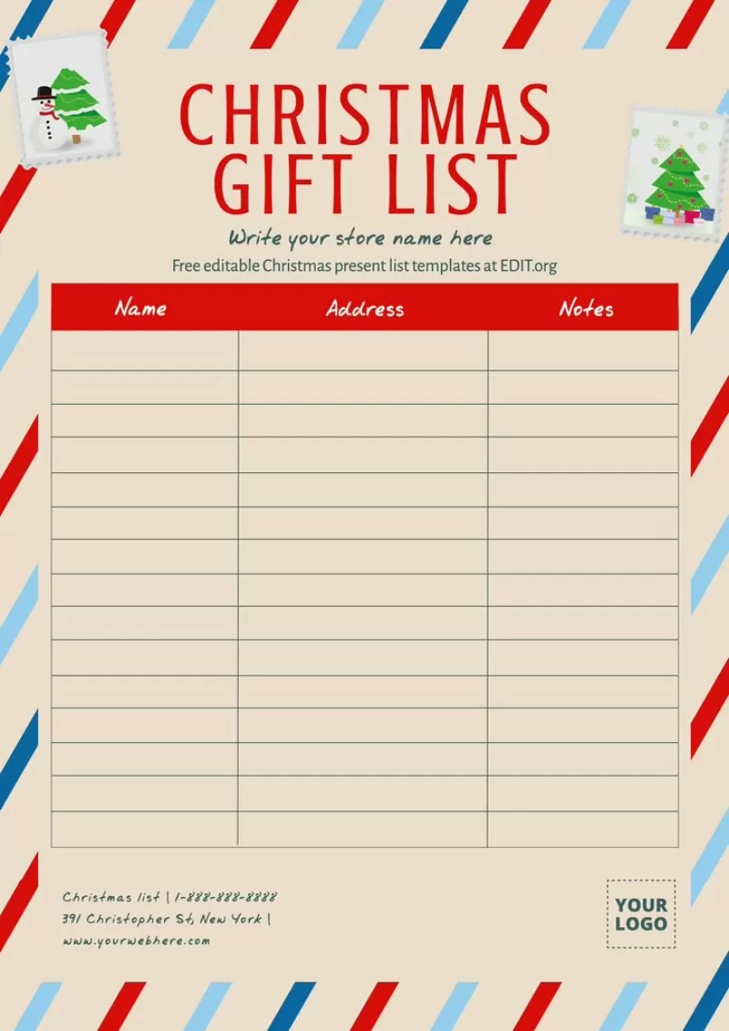 Printable Christmas List Templates for your Business