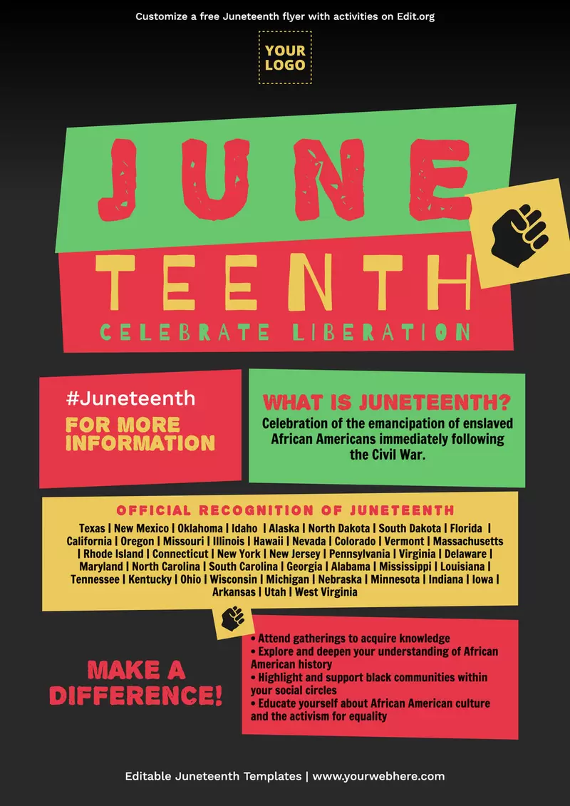 Original Juneteenth poster design with activities