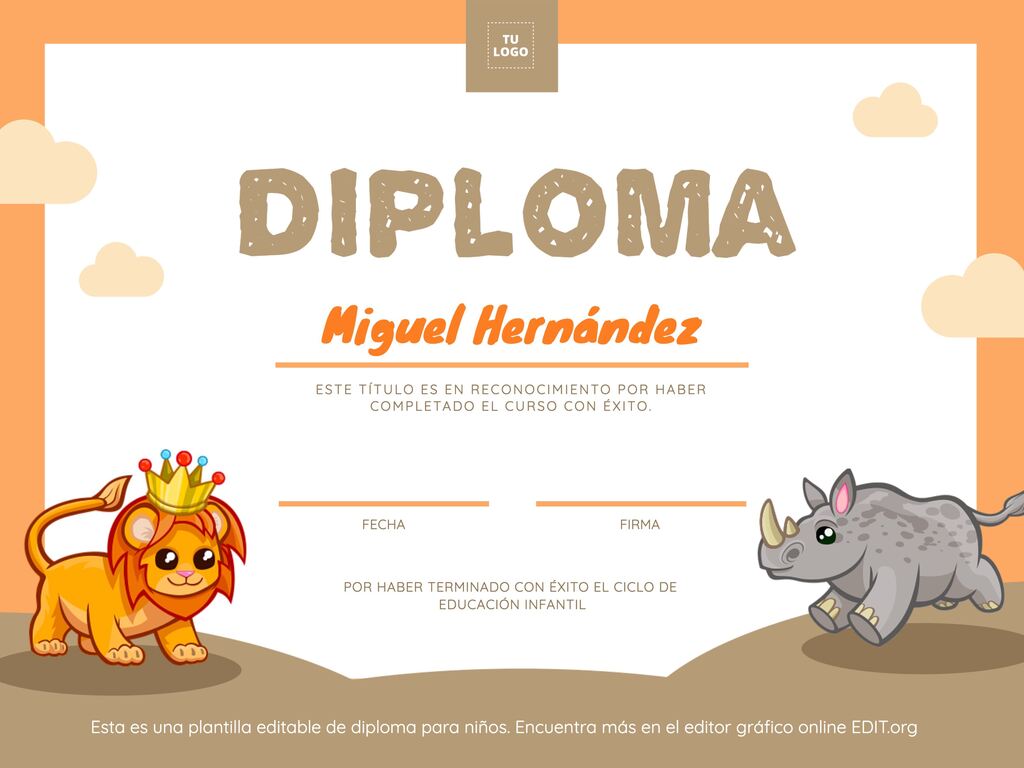 Diplomas Y Reconocimientos Editables Para Niños