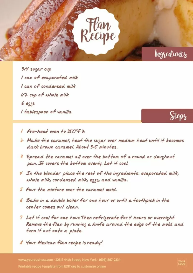 Free and customizable recipe templates