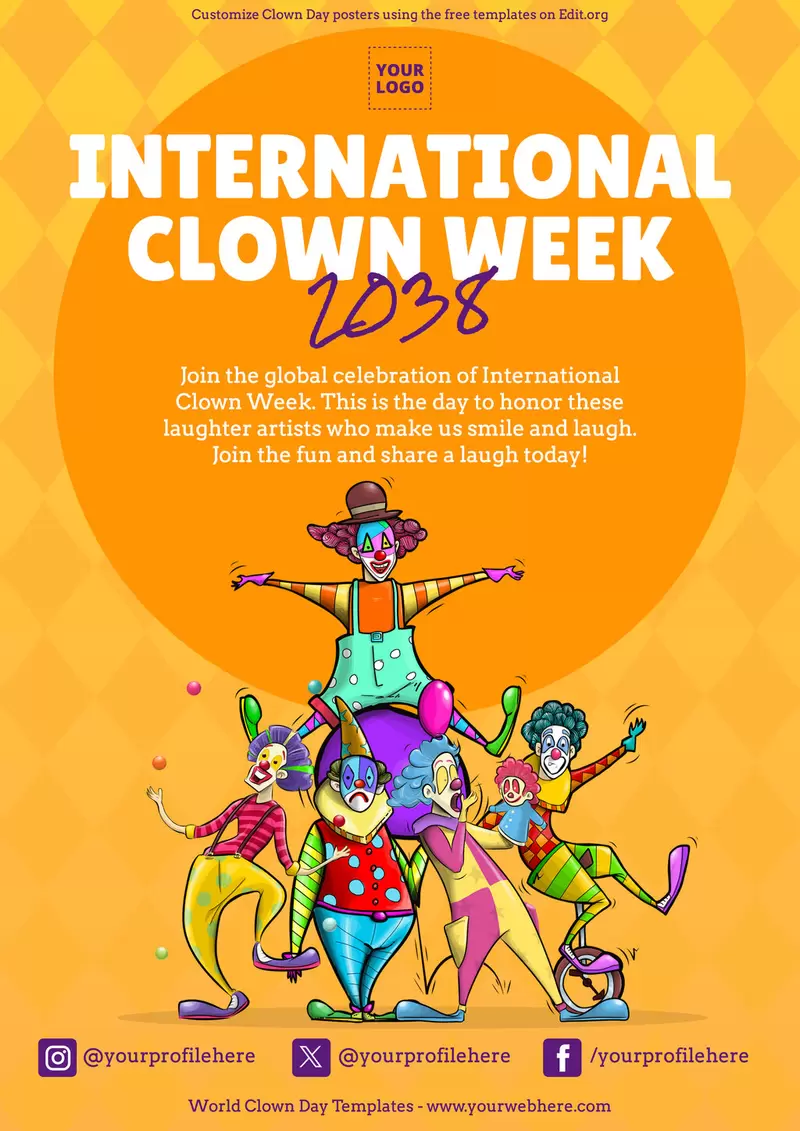 Customizable poster for Clown International Week to edit online