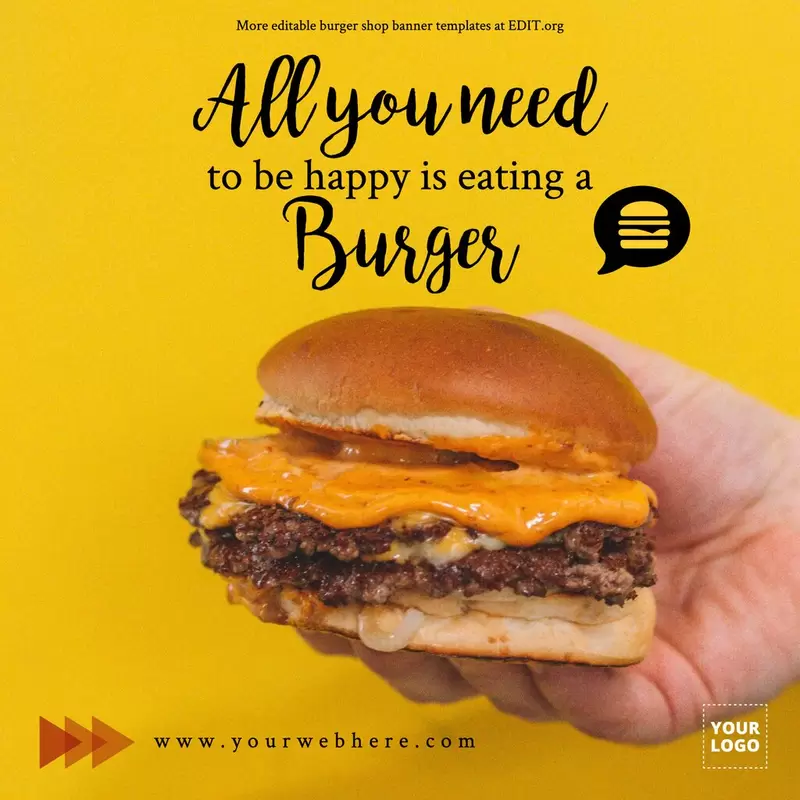 Banner di hamburger per ristoranti personalizzabile