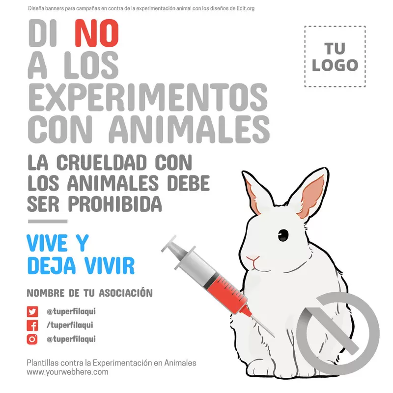 Plantilla imprimible de no a la experimentación animal