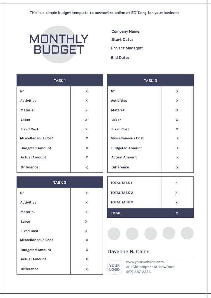 customizable budget templates