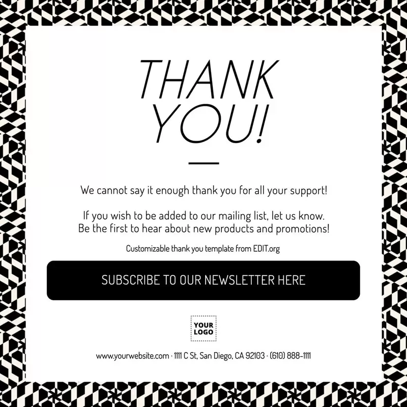 Thank you card to customize and print online