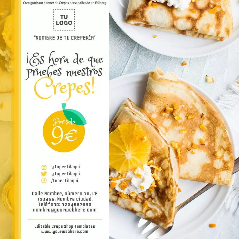 Diseña banners con ofertas de Crepes y Waffles