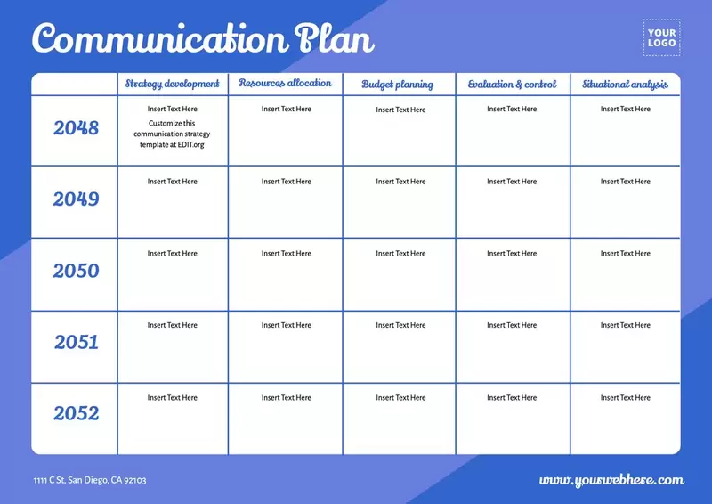Free marketing communications plan template