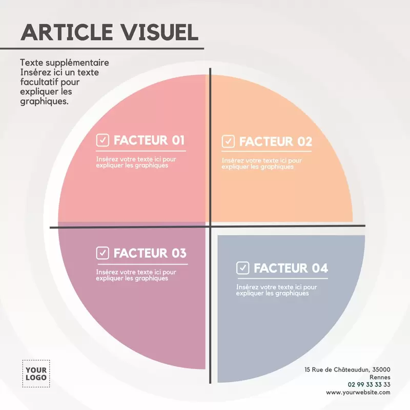 Modèles de diagrammes circulaires avec 4 facteurs à personnaliser en ligne
