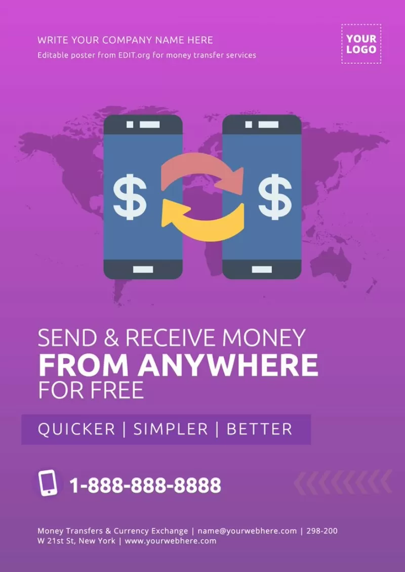 Customizable ads for money exchange offices