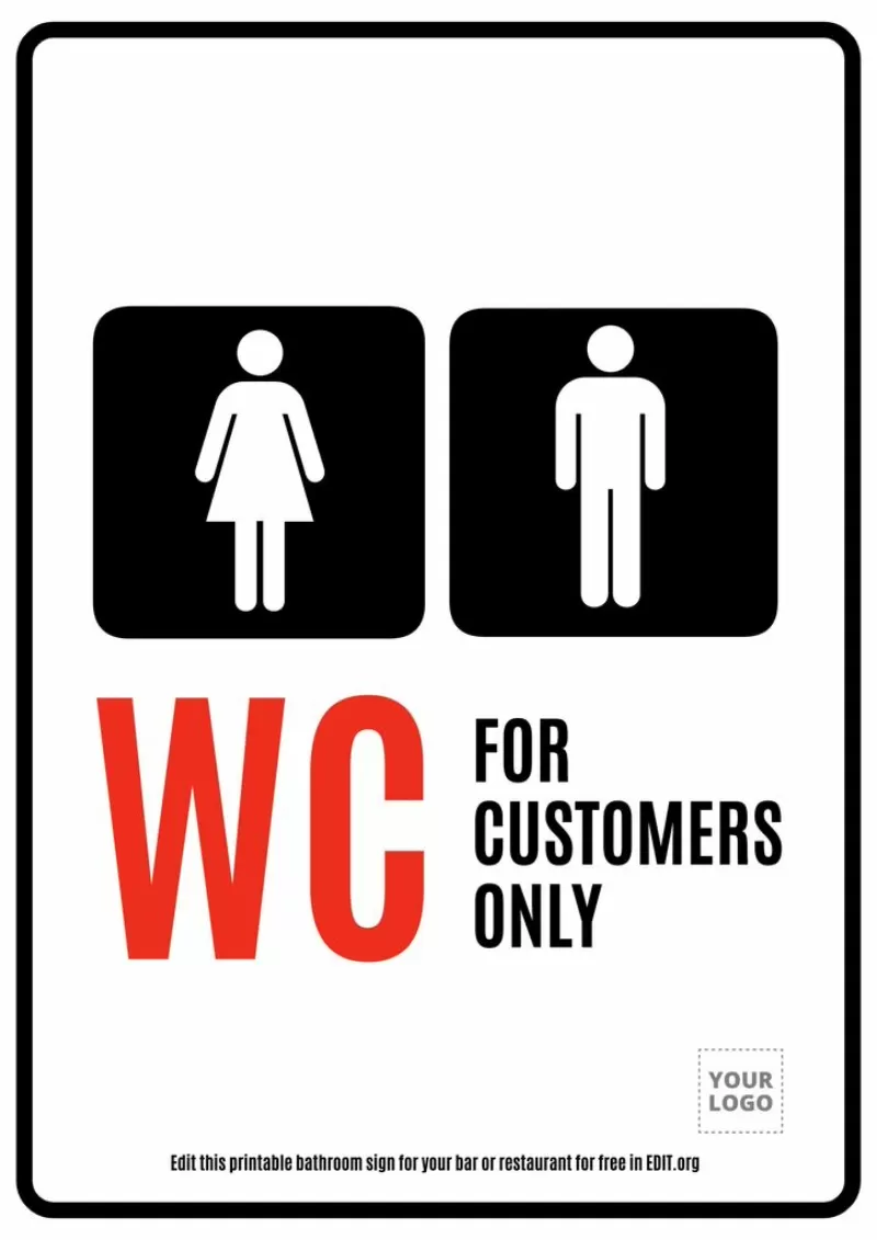 WC customers only printable sign template
