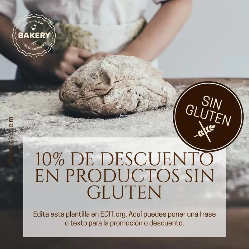 Plantilla editable para promociones de panaderías sin gluten