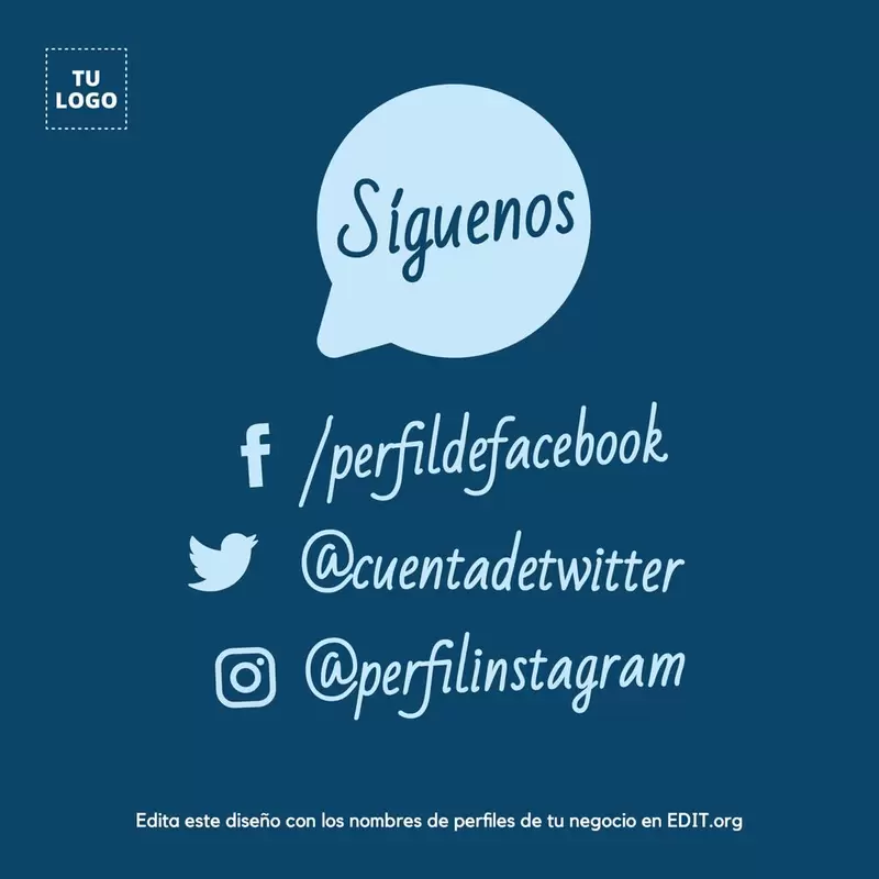 Plantilla diseño Siguenos en Facebook, Twitter e Instagram para conseguir más seguidores
