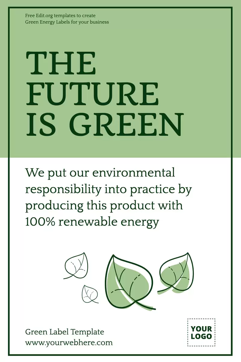 Creative Green Energy label design to customize