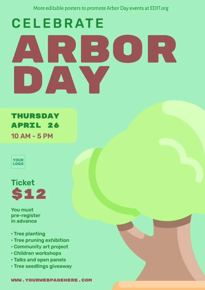 Editable poster for Arbor Day events