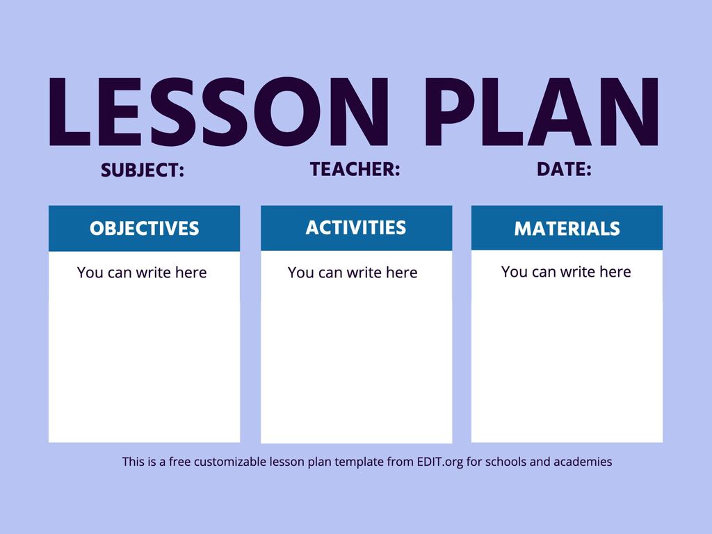 Editable Lesson Plan Templates to Print