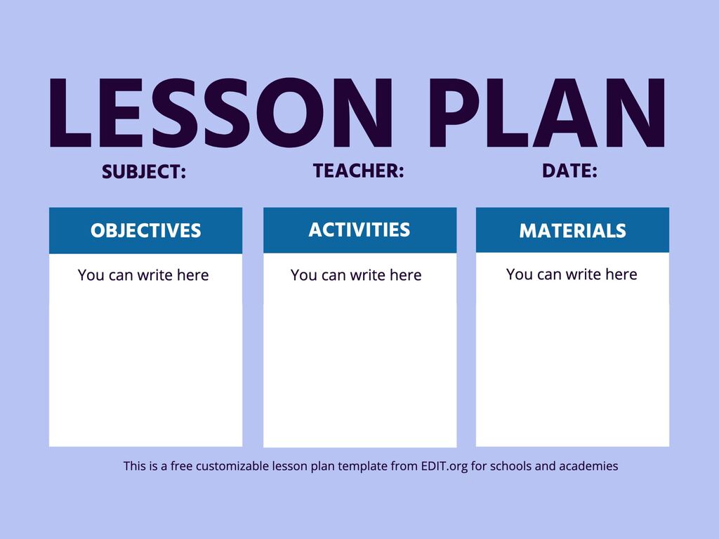 Editable Lesson Plan Templates To Print