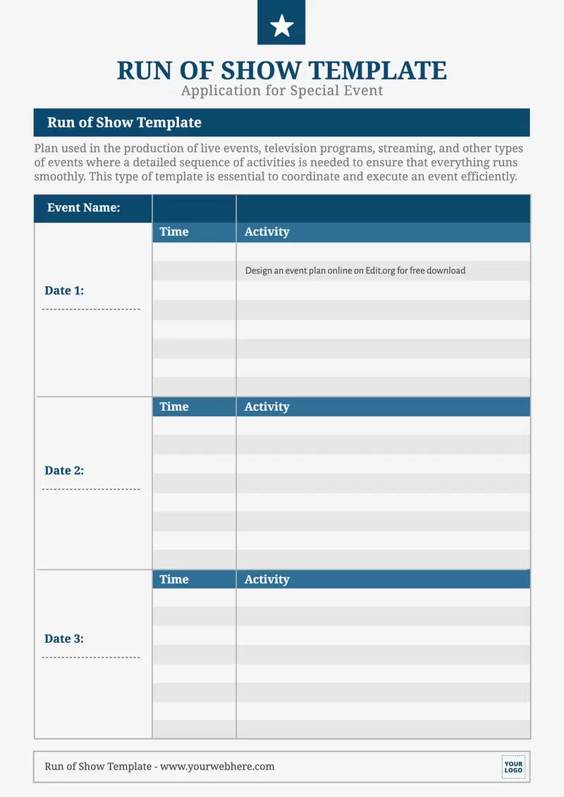 Create a Run of Show Template for Events